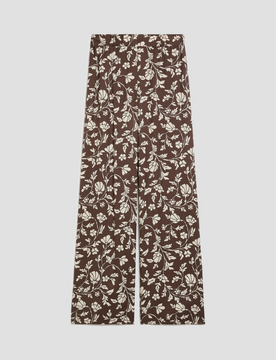 Pantalone ampio in twill donna cioccolato
