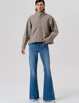 Giubbino in tessuto tecnico donna fango