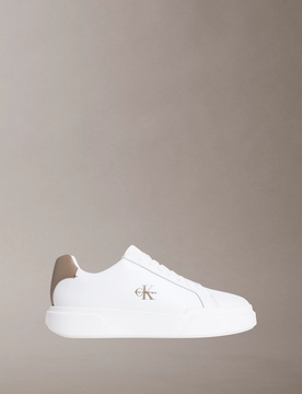 Sneakers in pelle bianco-beige