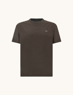 T-shirt in cotone jersey uomo marrone