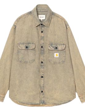 Camicia shirt jacket - blue /leather garment dyed