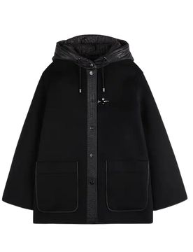 Giacche donna - caban bimateriale capp+gancio - nero