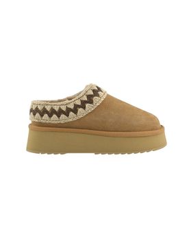 Stivali donna - platform clog suede leather st - beige