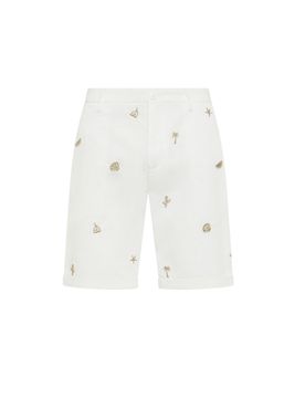 Bermuda uomo - short chino embroidery - bianco