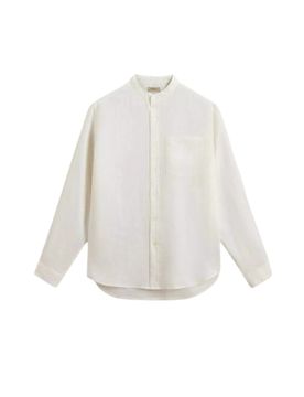 Altro (camicie) uomo - band collar linen shirt arctic white - bianco