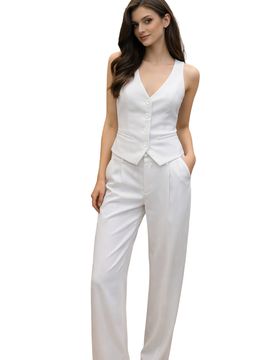 PANTALONE Donna a palazzo bianco
