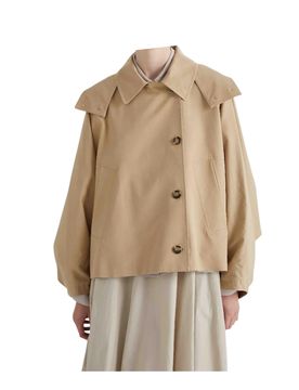 Giacca impermeabile doppiopetto Donna con cappuccio