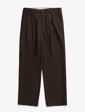 Hestur Relaxed Cotton Linen Twill Pleated Trousers
