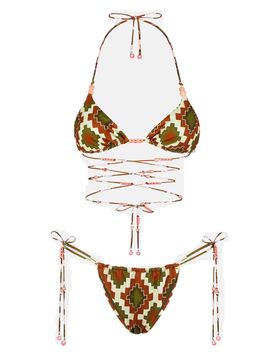 Bikini Triangolo Fantasia Verde/marr. MF23-0370X1