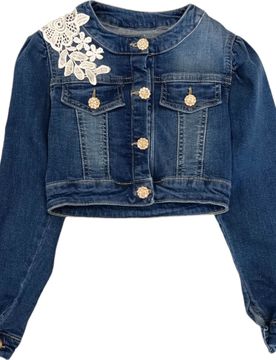 Giubbino Denim C/ricami E Bottoni Gioiello NAGB185