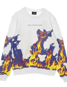 Felpa Leggera Girocollo Uomo Multi Flames White
