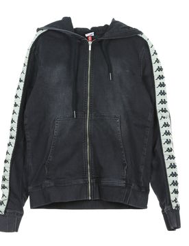Felpa Cappuccio Zip Uomo Banda Bredei Black/beige Lt Sand