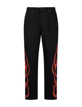 Jeans Uomo Flames Jeans Black/red