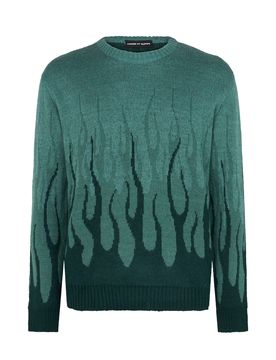 Maglione Uomo Jacquard Flames Jumper Balsam Green