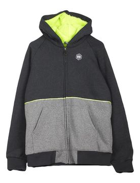 Felpa Cappuccio Zip Uomo Pittura Black/fluo Green/grey
