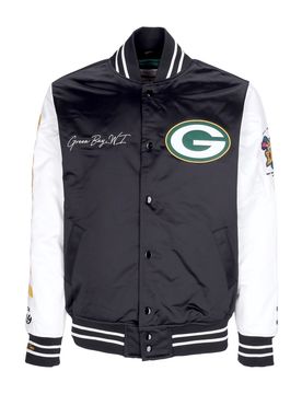 Giubbotto Bomber Uomo Nfl Team Origins Varsity Satin Jacket Grepac Black/white