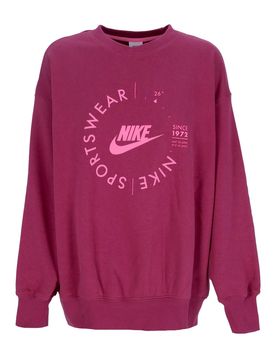 Felpa Girocollo Donna Sportswear Fleece Oversized Utility Crewneck Rosewood
