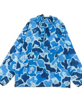 Giacca a Vento Infilabile Uomo Nerm Camo Fanorak Camo Blue
