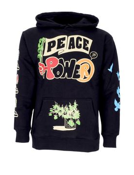 Felpa Cappuccio Uomo Peace and Power Hoodie Black