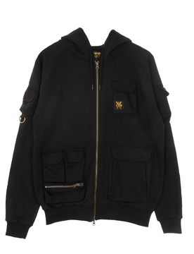 Felpa Leggera Cappuccio Zip Uomo Retrofuture Cargo Zip Hoodie Black
