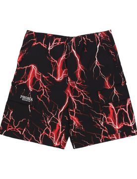Pantalone Corto Uomo All Over Lightning Cargo Shorts Black/red