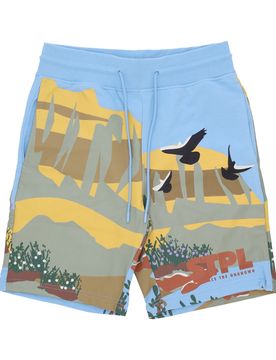 Pantalone Corto Tuta Uomo Horizon Aop Mesh Short Blue