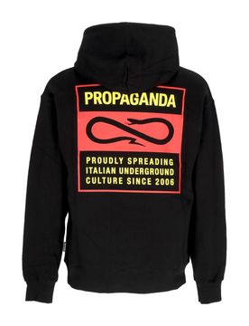 Felpa Cappuccio Uomo Logo Label Hoodie Black