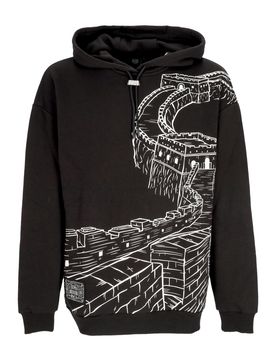 Felpa Leggera Cappuccio Uomo Chinese Wall Outline Over Hoodie Black/white