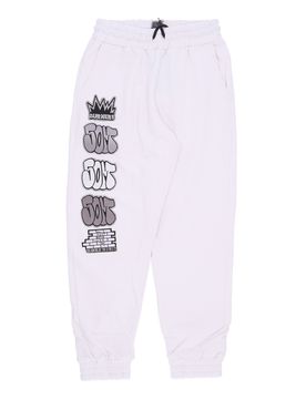 Pantalone Tuta Leggero Uomo Graffiti Patch Joggers White