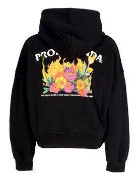 Felpa Cappuccio Corta Donna W Pyromantics Croptop Hoodie Black