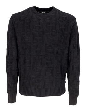 Maglione Uomo Interlaced Jacquard Overdyed Crew Black