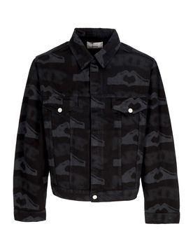 Giubbotto Jeans Uomo Heart Printed Jacket Black