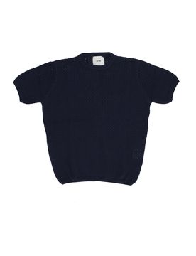 Maglietta Manica Lunga Uomo Crochet Knit Tee Navy