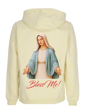 Felpa Cappuccio Uomo Marias Di Medjugorie Hoodie Soft Yellow