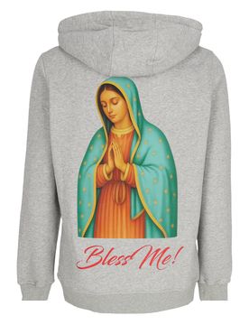 Felpa Cappuccio Uomo Marias Di Guadalupe Hoodie Light Grey