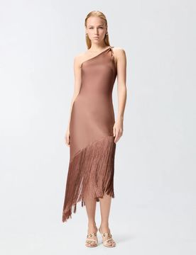 KIWI ABITO SATIN CON FRANGE SS26
