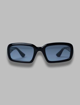 Mektoub sunglasses - black acetate, rif blue lens - made in japan