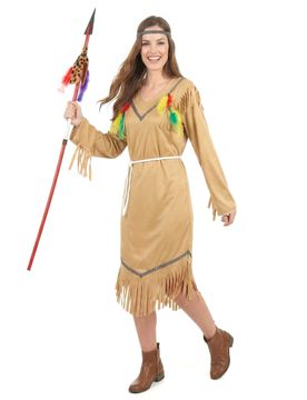 Indianerin Squaw Damenkostüm beige