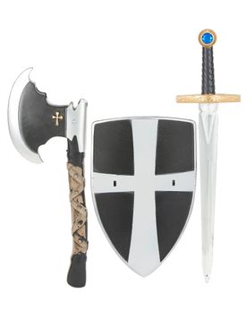 Ritter Kinder Kostüm Set Schwert Schild schwarz-silber