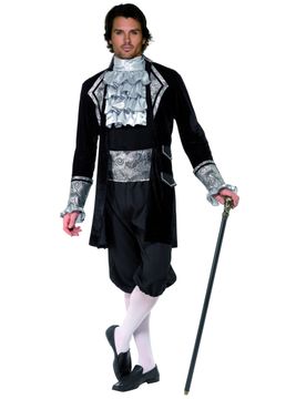 Barock Graf Vampir Kostüm schwarz-silber