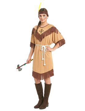 Sexy Indianerin Squaw Damenkostüm beige-braun