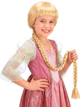 Lange Zopfperücke für Kinder blond