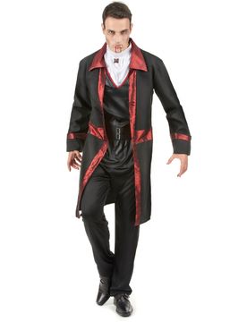 Herrenkostüm Vampir Halloween schwarz-rot - male