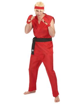Kung Fu Herren-Kostüm rot-schwarz - male