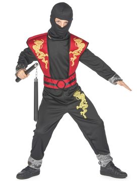 Ninja Kinderkostüm schwarz-rot-gelb