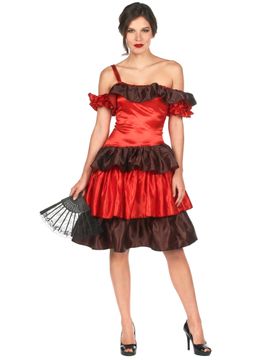 Flamenco-Damenkostüm Spanische Tänzerin rot-schwarz