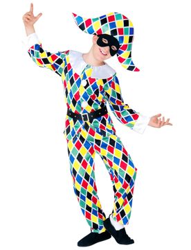 Harlekin-Kostüm Commedia dellArte für Kinder bunt