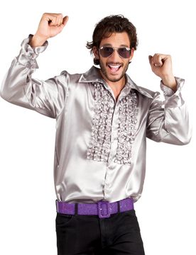 Er-Jahre-Disco-Hemd für Herren silber - male