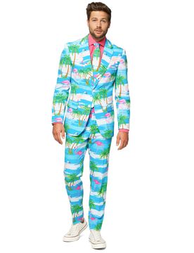 Suits-Herrenanzug Flamingo Karneval hellblau