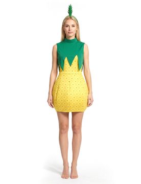 Süsse Ananas Damenkostüm Frucht gelb-grün